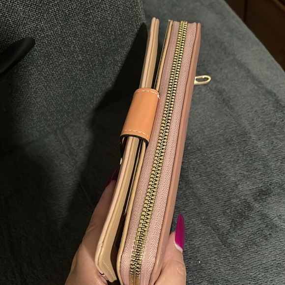 Vegan Leather Wallet 3-Tone Blush Smooth Long - Picture 3 of 6